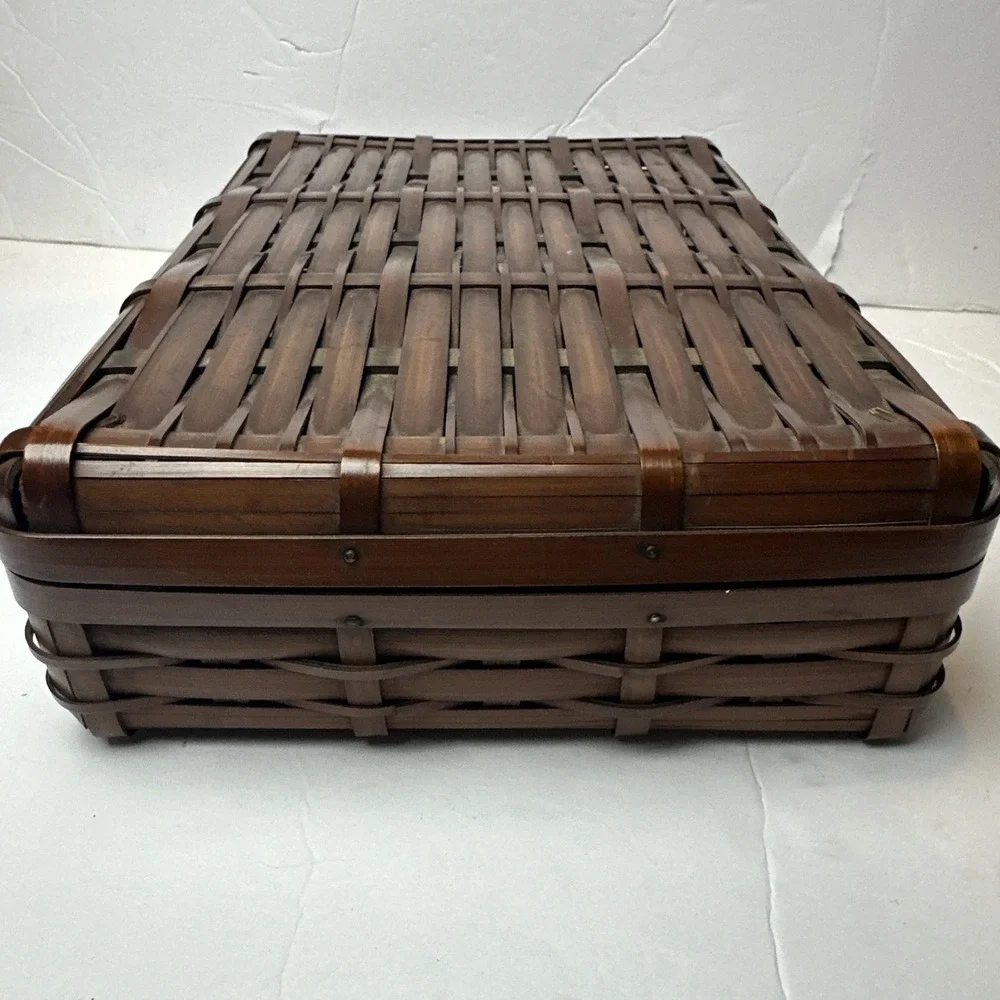 Vintage Bamboo Suitcase Style Basket MCM 10x7x3 Approximate No Handle